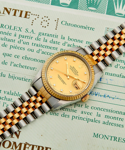 1991 Rolex Oyster Perpetual Datejust Bicolor-Uhr mit Diamantlünette