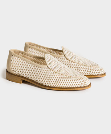 Jacques Solovière Fishnet Loafer in Ecru