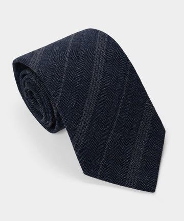 Italian Wool-Linen Stripe Tie