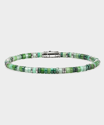 John Hardy Green Emerald Sterling Silver Heishi Bracelet