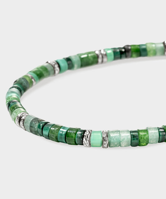 John Hardy Green Emerald Sterling Silver Heishi Bracelet