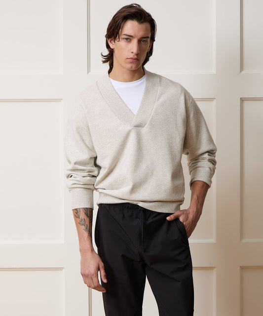 Relaxed Portuguese Terry V-Neck Sweatshirt