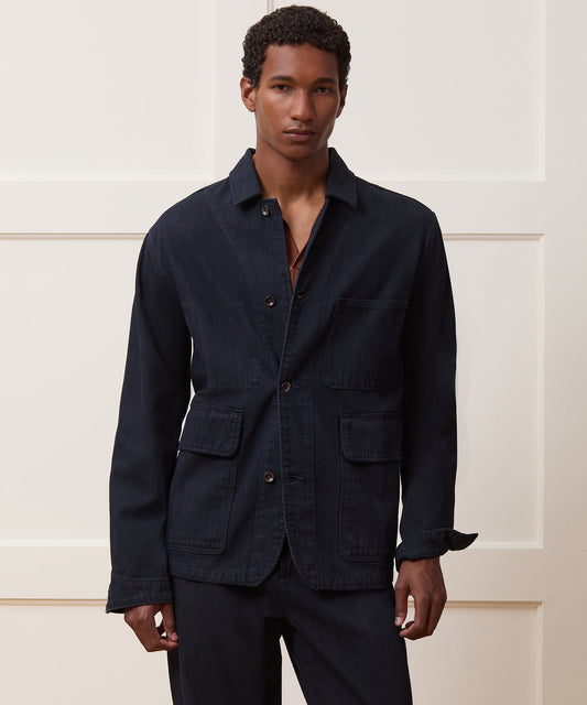 Indigo-Streifen-Studio-Jacke