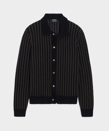 Striped Boucle Sweater Polo