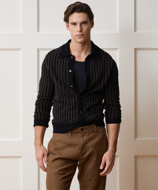 Striped Boucle Sweater Polo