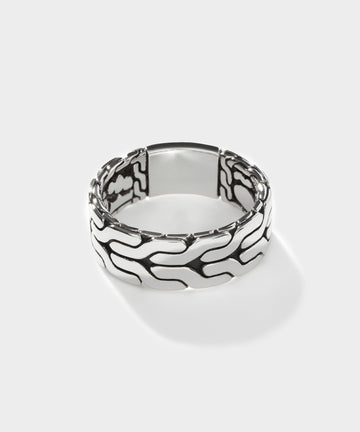 John Hardy Sterling Silver Carved Chain Band Ring