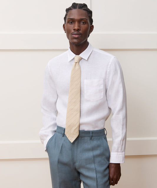 Slim Sea Soft Irish Linen Point Collar Shirt