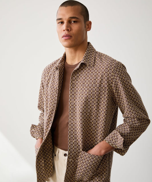 Dobby-Arbeitshemd in Braun