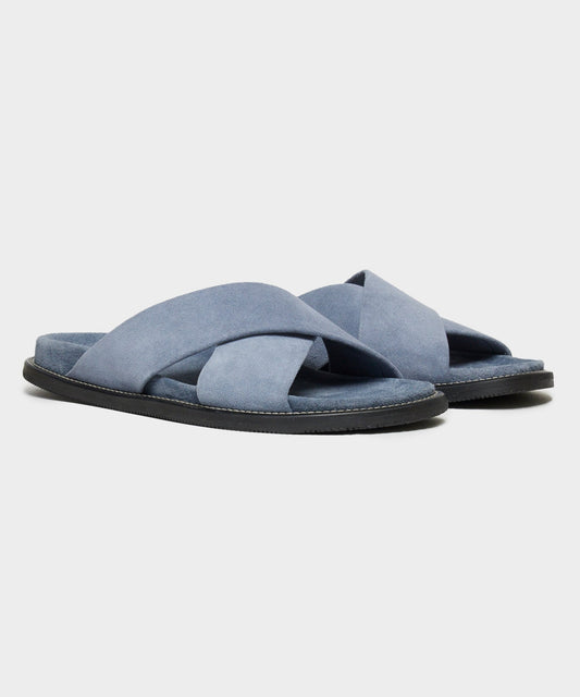 Nomad Suede Crossover Sandal in Steel Blue